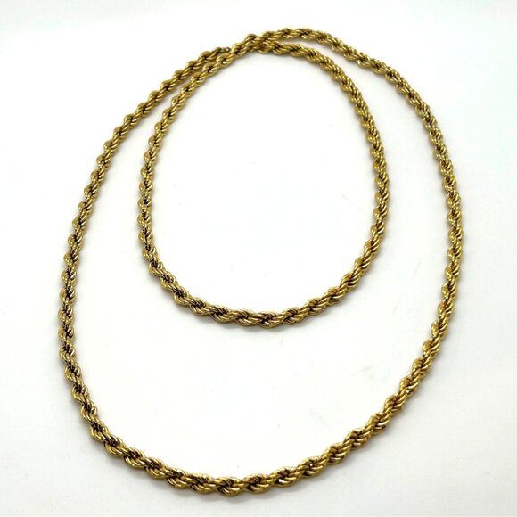Vintage Monet 36" Rope Chain Necklace Gold-Tone Early Lobster Clasp Statement - Picture 2 of 16
